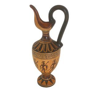 Greek Pitcher Ewer Hand Painted Pottery Vase A Xipolias Epidavros Greece 8.5 x3